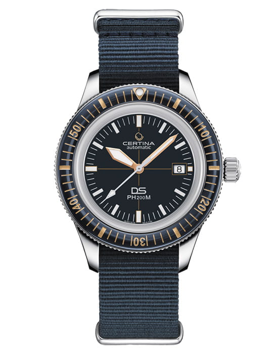 Certina Certina DS PH200M C036.407.18.040.00 DS PH200M C0364071804000 механические мужские часы синий циферблат, браслет тканевый — вид спереди